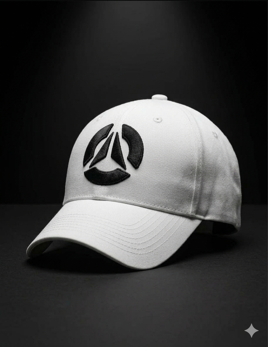 Novlon Signature Minimal Cap – White & Black Embroidered Logo